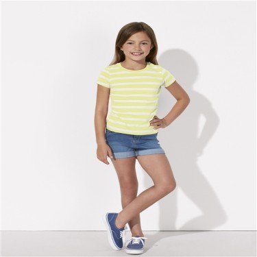 Tricou pentru copii galben-alb din bumbac organic