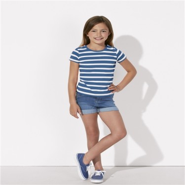 Tricou pentru copii albastru-alb din bumbac organic