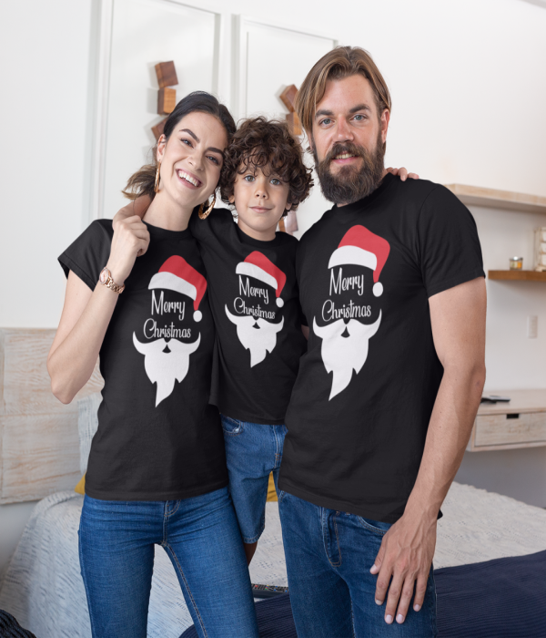 Set de Crăciun pentru familie pe negru Merry Christmas Beard