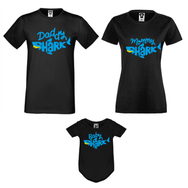 Set pentru familie pe negru Shark Family