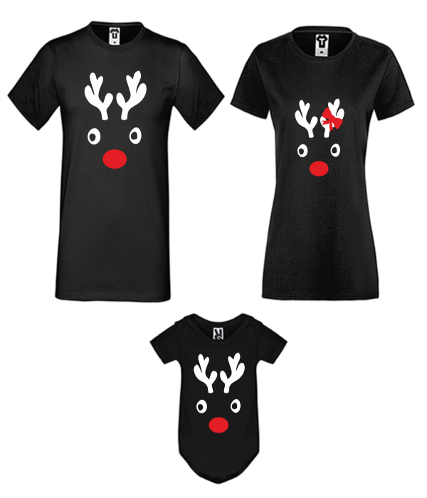 Set de Crăciun pentru familie pe negru Christmas Elk Set de Crăciun pentru familie pe negru Christmas Elk