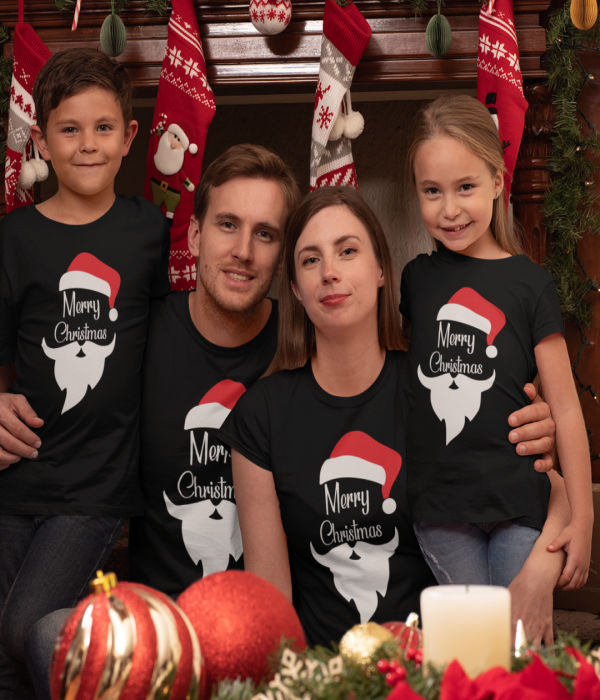 Set pentru familie pe negru Merry Christmas Beard Set pentru familie pe negru Merry Christmas Beard