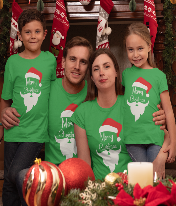 Set pentru familie pe verde Merry Christmas Beard