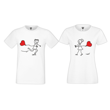Tricouri pentru cuplu pe alb Couple Love Tricouri pentru cuplu pe alb Couple Love