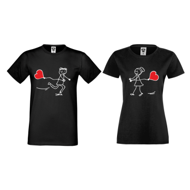 Tricouri pentru cuplu pe negru Couple Love Tricouri pentru cuplu pe negru Couple Love