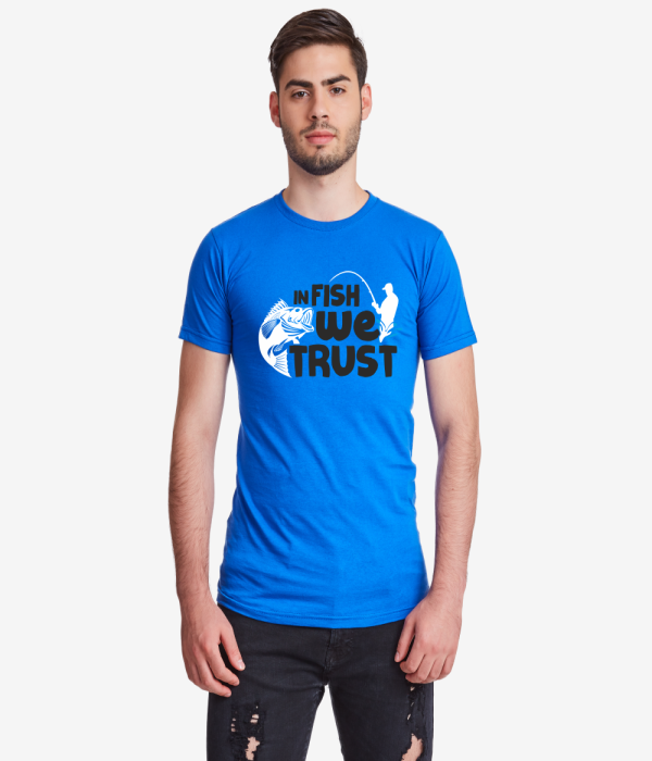 Tricou de barbat In Fish We Trust albastru Tricou de barbat In Fish We Trust albastru