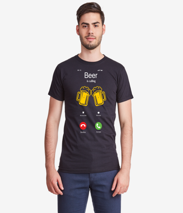 Tricou de barbat negru Beer is calling...