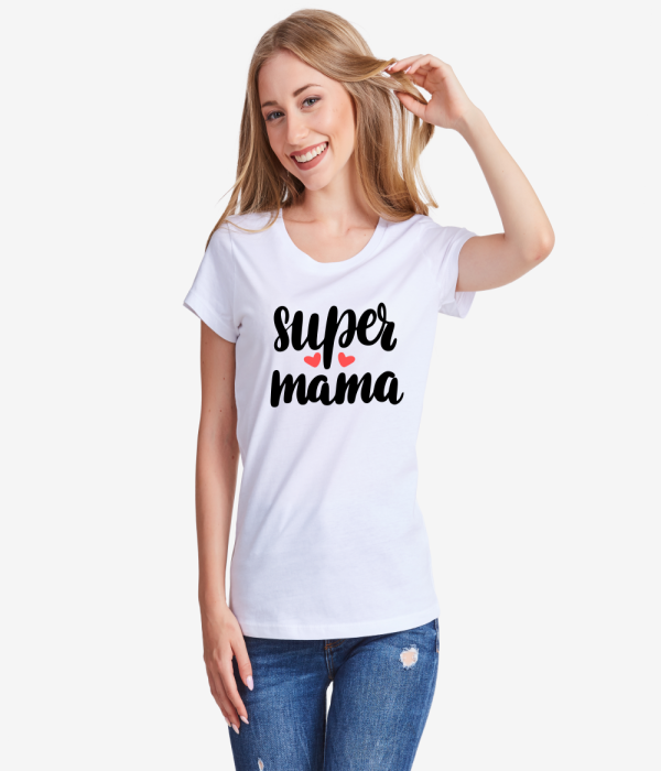 Tricou de dama Super Mama alb Tricou de dama Super Mama alb