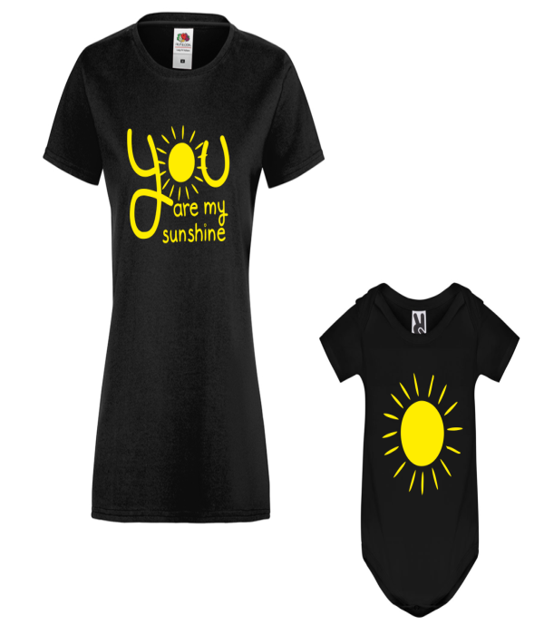 Set pentru mama si copil You are my sunshine negru
