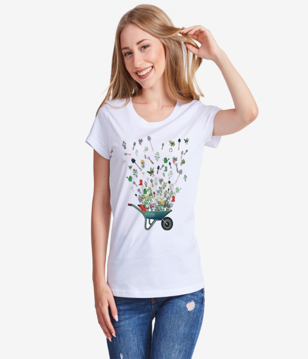 Tricou pentru femei cu imprimeu de gradinarit din bumbac organic Gardening