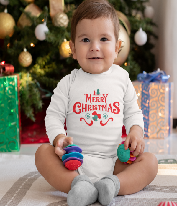 Body bebelusi pe alb Merry Christmas Body bebelusi pe alb Merry Christmas