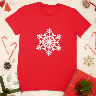 Tricou pentru copii pe rosu Snowflake Tricou pentru copii pe rosu Snowflake
