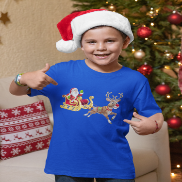 Tricou de Craciun pentru copii si adulti pe rosu sau albastru SANTA Tricou de Craciun pentru copii si adulti pe rosu sau albastru SANTA