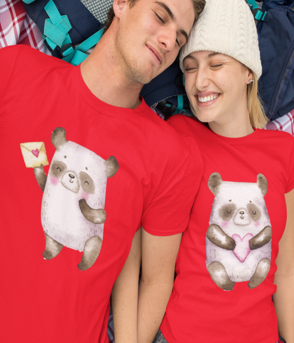 Tricouri pentru cuplu pe rosu Cute Beаrs Tricouri pentru cuplu pe rosu Cute Beаrs