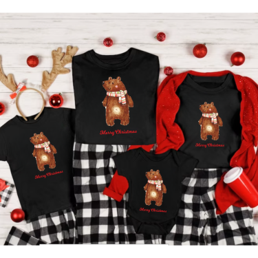 Set tricouri familie de Craciun Christmas Bear