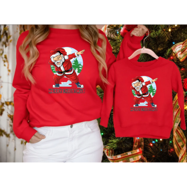 Set bluze familie de Craciun Santa Party pe rosu Set bluze familie de Craciun Santa Party pe rosu