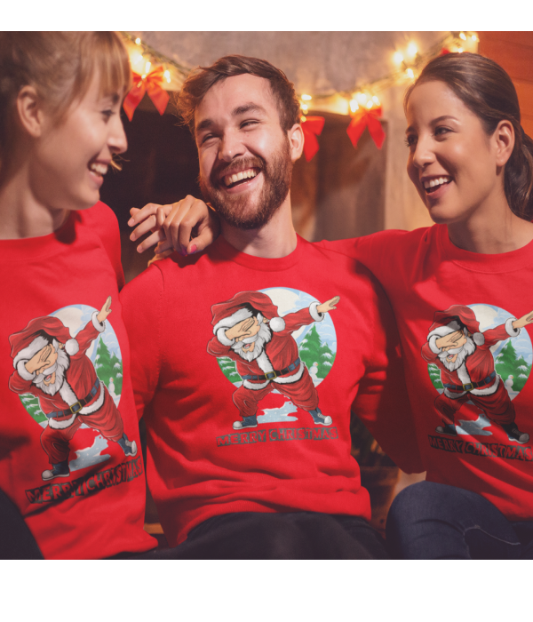 Set bluze familie de Craciun Santa Party pe rosu