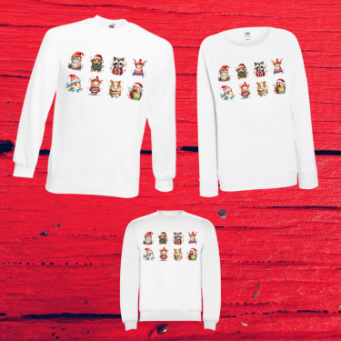 Set bluze familie de Craciun Christmas Animals Set bluze familie de Craciun Christmas Animals