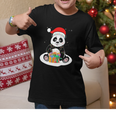 Tricou de Craciun cu mărimi pentru adulti si copii Christmas Panda Tricou de Craciun cu mărimi pentru adulti si copii Christmas Panda