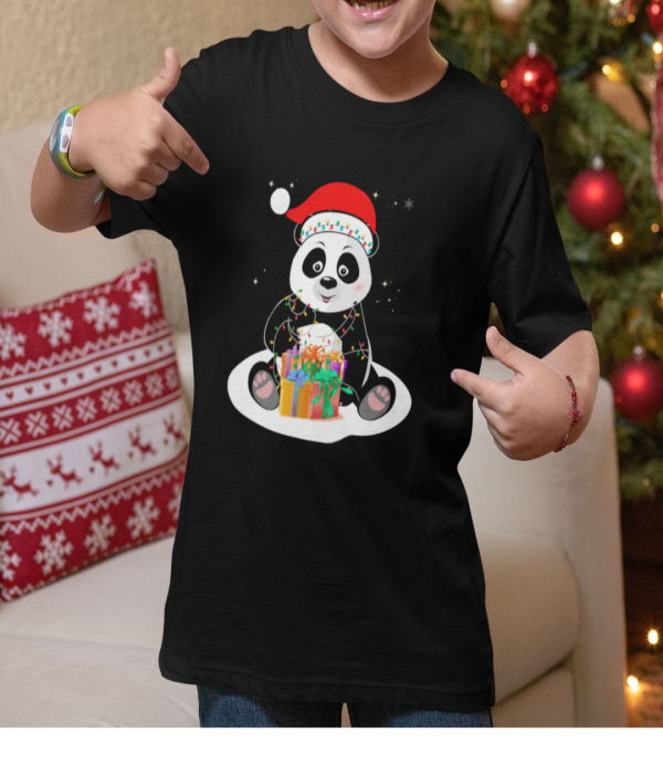 Tricou de Craciun cu mărimi pentru adulti si copii Christmas Panda