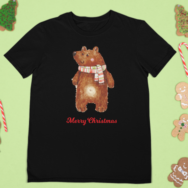 Tricou de Craciun cu mărimi pentru adulti si copii Bear Christmas
