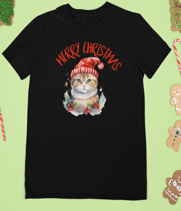 Tricou de Crăciun cu mărimi pentru adulți și copii Cat Christmas Tricou de Crăciun cu mărimi pentru adulți și copii Cat Christmas