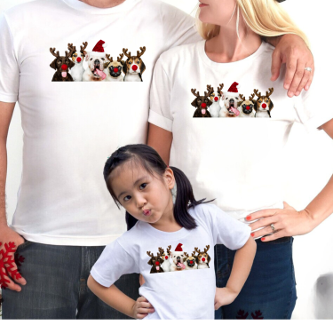 Set tricouri familie de Craciun Christmas Dogs