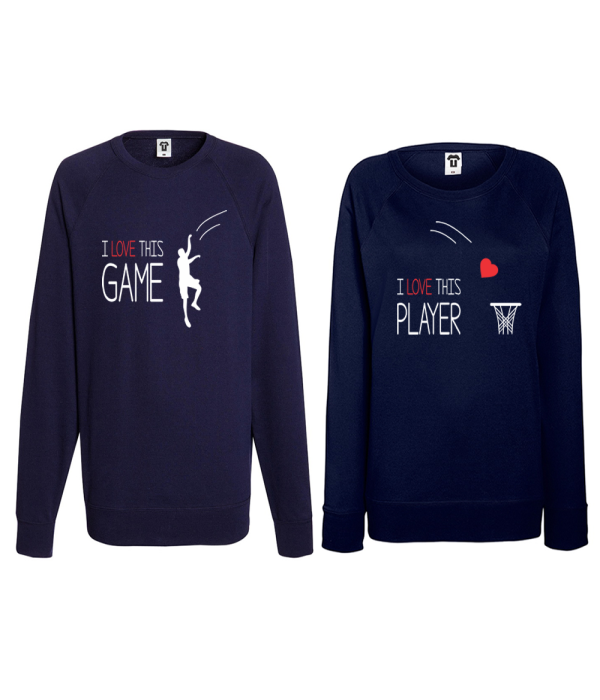 Set bluze pentru cuplu albastru inchis I love this game