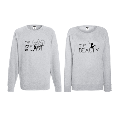 Set bluze pentru cuplu gri The Beast and The Beauty Set bluze pentru cuplu gri The Beast and The Beauty