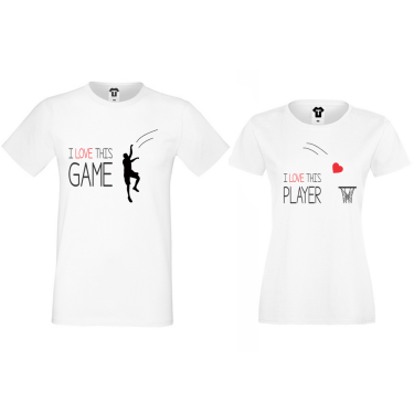 Tricouri pentru cuplu alb I love this game Tricouri pentru cuplu alb I love this game