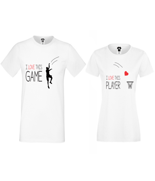 Tricouri pentru cuplu alb I love this game Tricouri pentru cuplu alb I love this game