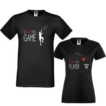 Tricouri pentru cuplu negru I love this game Tricouri pentru cuplu negru I love this game