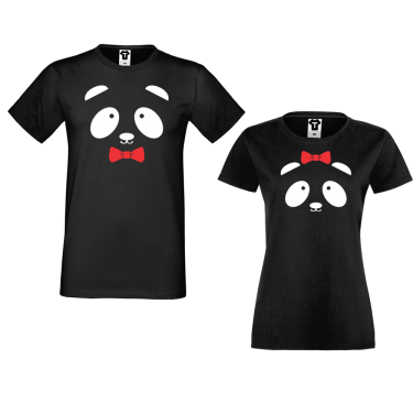 Tricouri pentru cuplu negru Sweet Panda