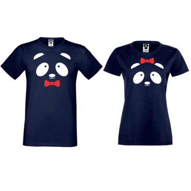 Tricouri pentru cuplu albastru inchis Sweet Panda