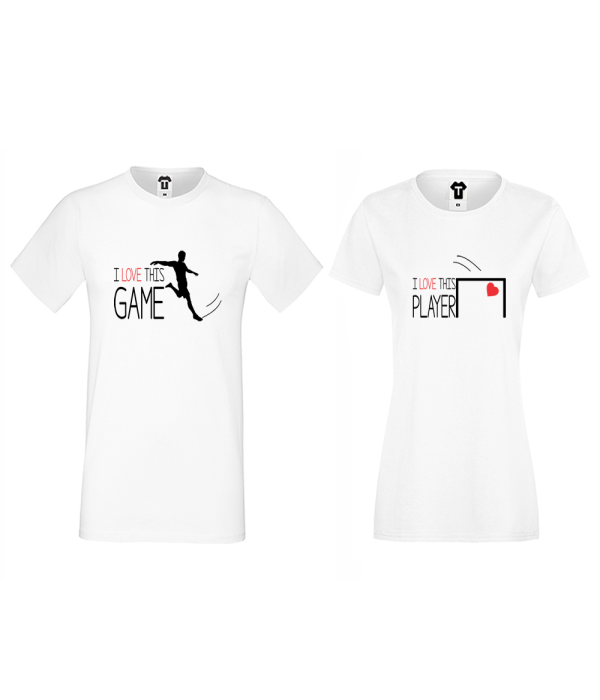 Tricouri pentru cuplu alb I love this game Football Tricouri pentru cuplu alb I love this game Football