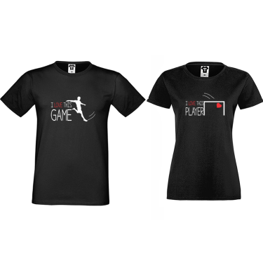 Tricouri pentru cuplu negru I love this game Football