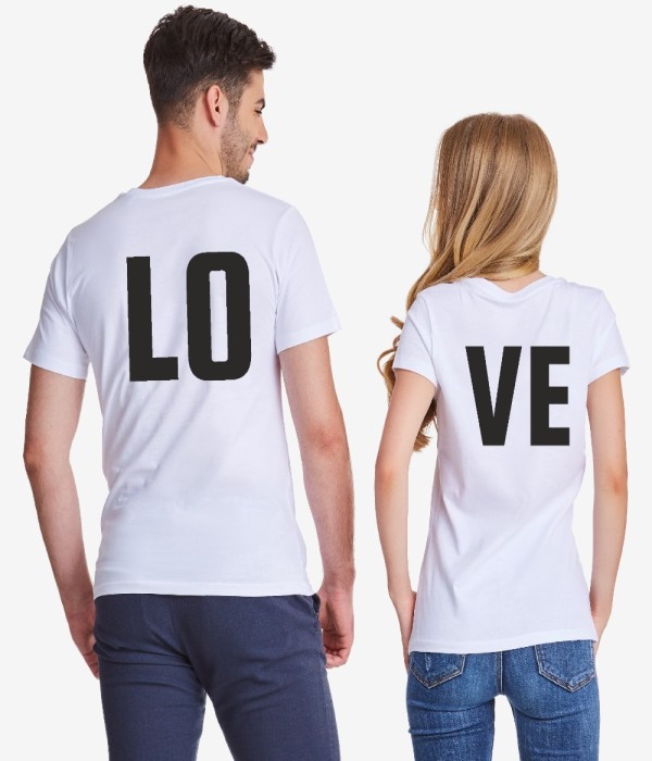 Tricouri pentru cupluri  LOVE alb