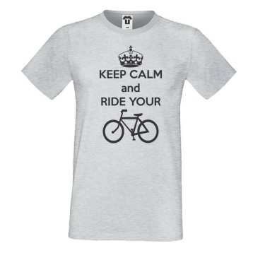 Tricou de barbat gri Keep Calm and ride your bike