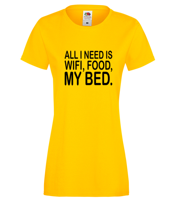 Tricou de dama galben I need WiFi, food and my bed