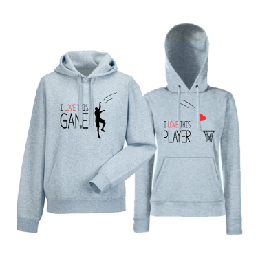 Set hanorace pentru cupluri gri I love this game Set hanorace pentru cupluri gri I love this game
