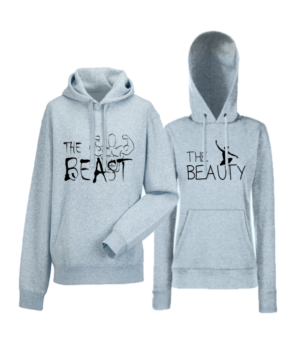 Set hanorace pentru cupluri gri The Beast and The Beauty Set hanorace pentru cupluri gri The Beast and The Beauty