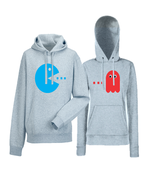 Set hanorace pentru cupluri gri PAC-MAN Set hanorace pentru cupluri gri PAC-MAN
