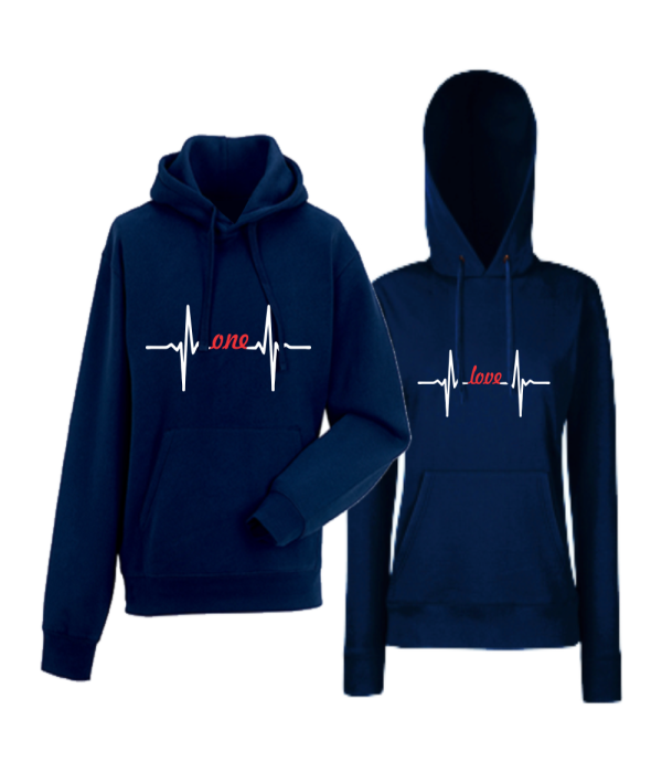 Hanorace pentru cuplu albastru inchis One Love Hearthbeat Hanorace pentru cuplu albastru inchis One Love Hearthbeat
