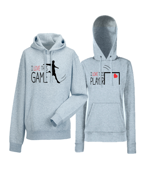 Hanorace pentru cuplu gri I love this game Football Hanorace pentru cuplu gri I love this game Football