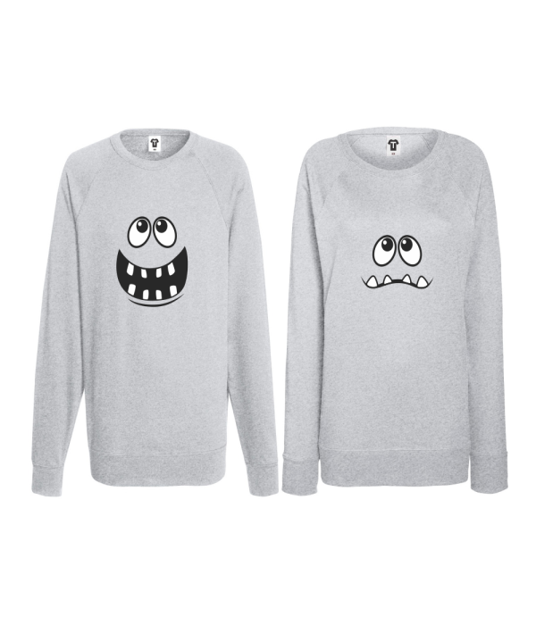 Set bluze pentru cupluri Full Smile gri Set bluze pentru cupluri Full Smile gri