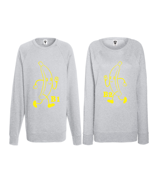 Set bluze pentru cupluri Bananas gri Set bluze pentru cupluri Bananas gri
