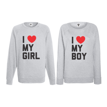 Set bluze pentru cupluri I LOVE MY BOY gri Set bluze pentru cupluri I LOVE MY BOY gri