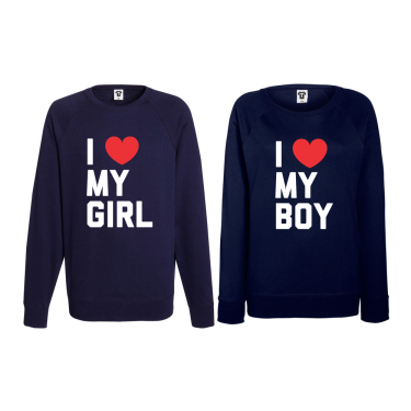 Set bluze pentru cupluri I LOVE MY BOY albastru inchis Set bluze pentru cupluri I LOVE MY BOY albastru inchis