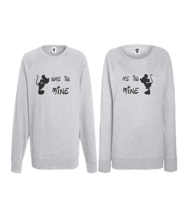 Set bluze pentru cupluri He is Mine gri Set bluze pentru cupluri He is Mine gri