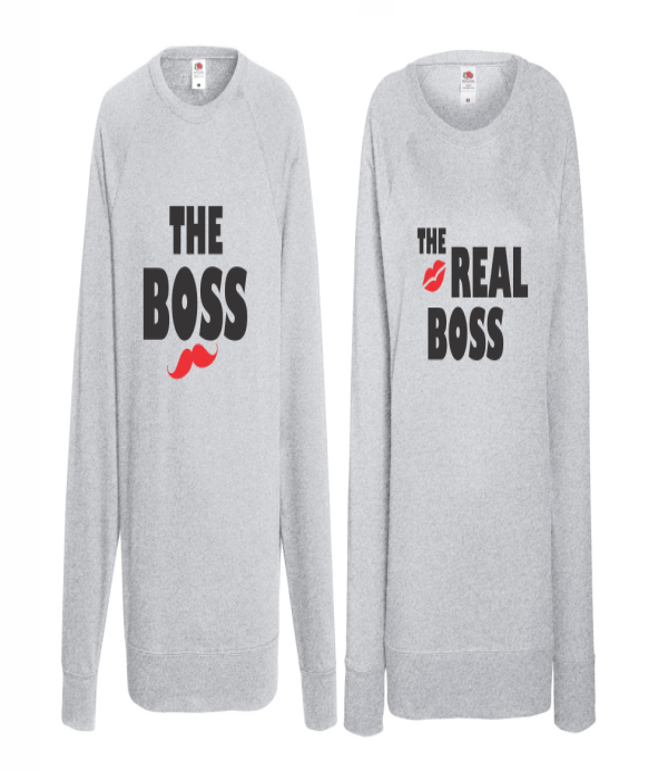 Set bluze pentru cupluri The Real Boss Kiss Set bluze pentru cupluri The Real Boss Kiss